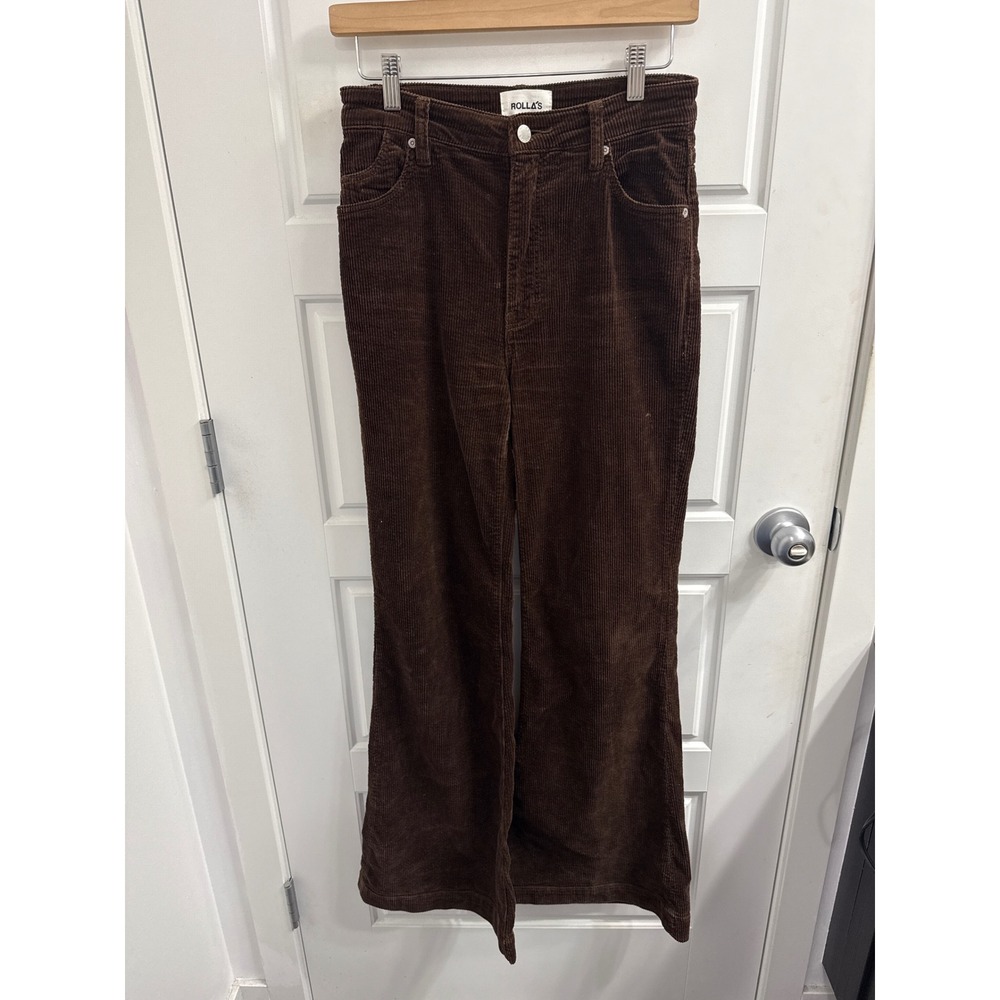 Rollas Eastcoast Flare Corduroy Pants Brown High Rise Size 28